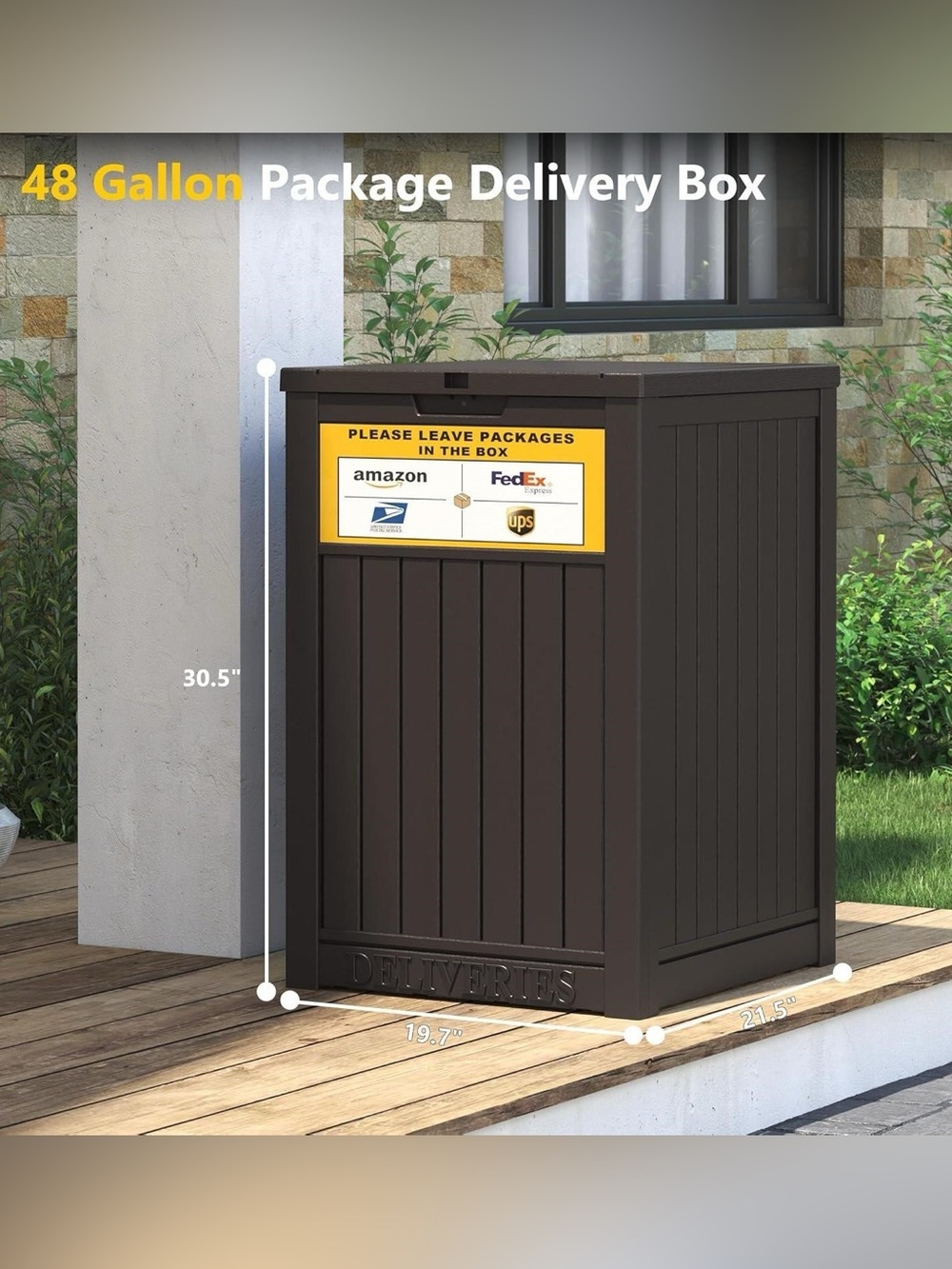 NEW-48 Gallon Outdoor Waterproof Resin Bin /Delivery Box with Lockable Lid